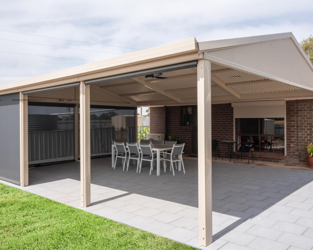 Covered patio extension with COLORBOND® steel pergola creating a sheltered outdoor living space