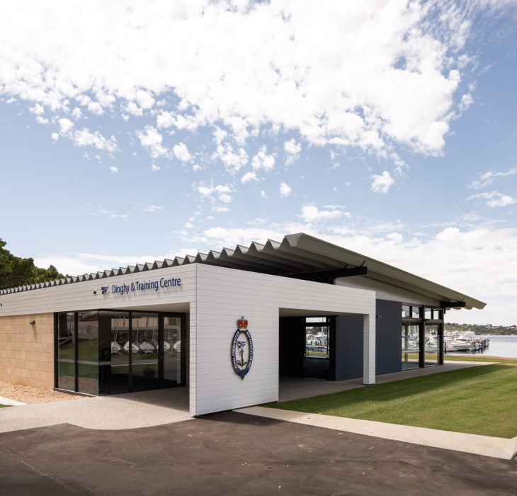 The modern Royal Freshwater Bay Yacht Club with a Fielders® steel ARAMAX® roofing solution. 