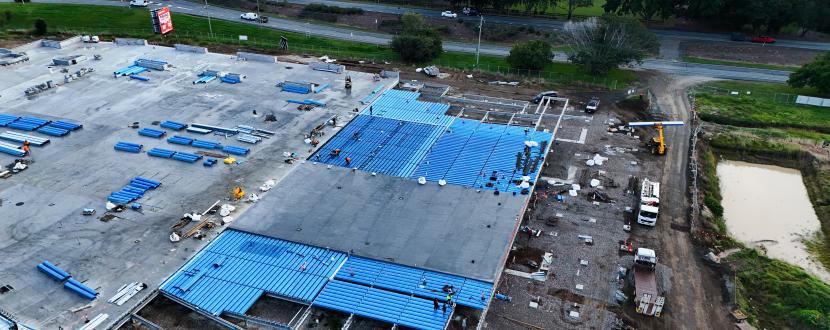 Drone shot of the install of the SlimDek210 in Queensland